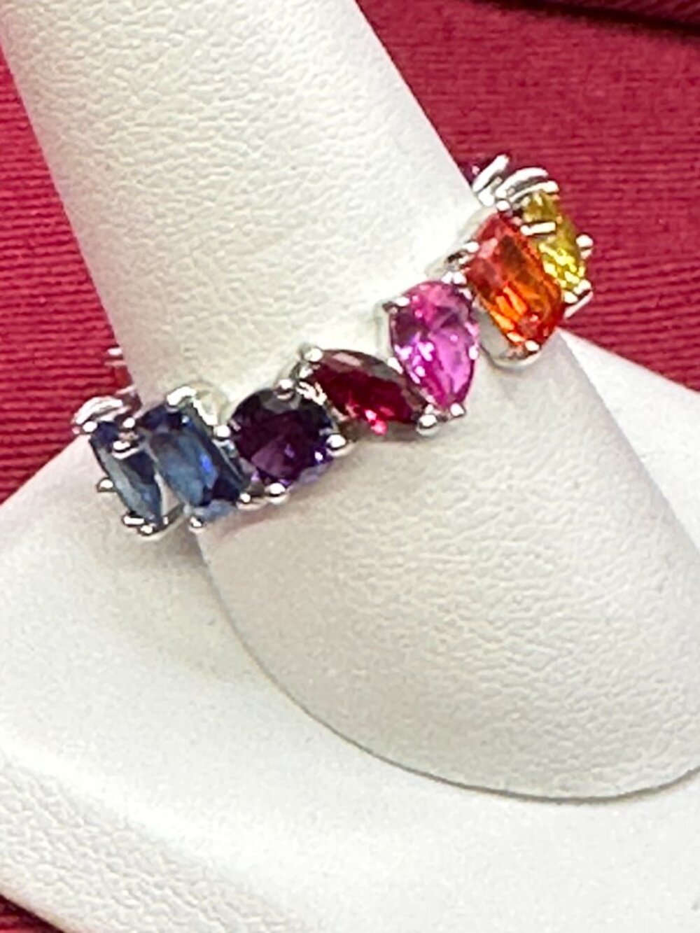 IBB Rainbow Eternity Band Colorful Gems & Crystal Ring Size 9.5
